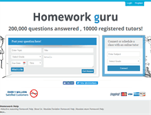 Tablet Screenshot of homeworkguru.com